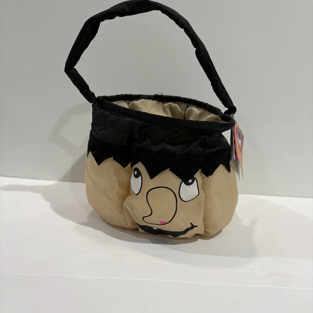 Vintage Goffa Plush Stuffed Nylon Halloween Trick Or Treat Bag Basket Witch Hag